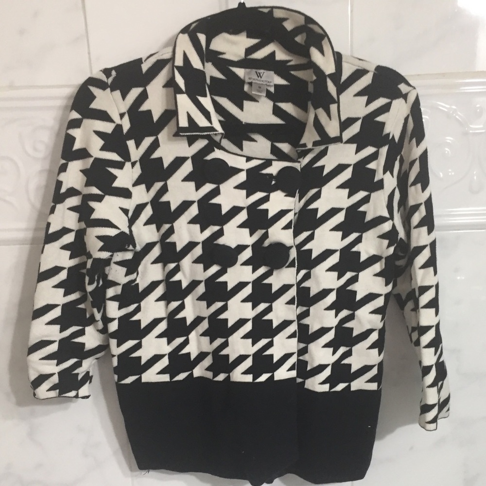 Vintage chevron plaid sweater jacket shawl